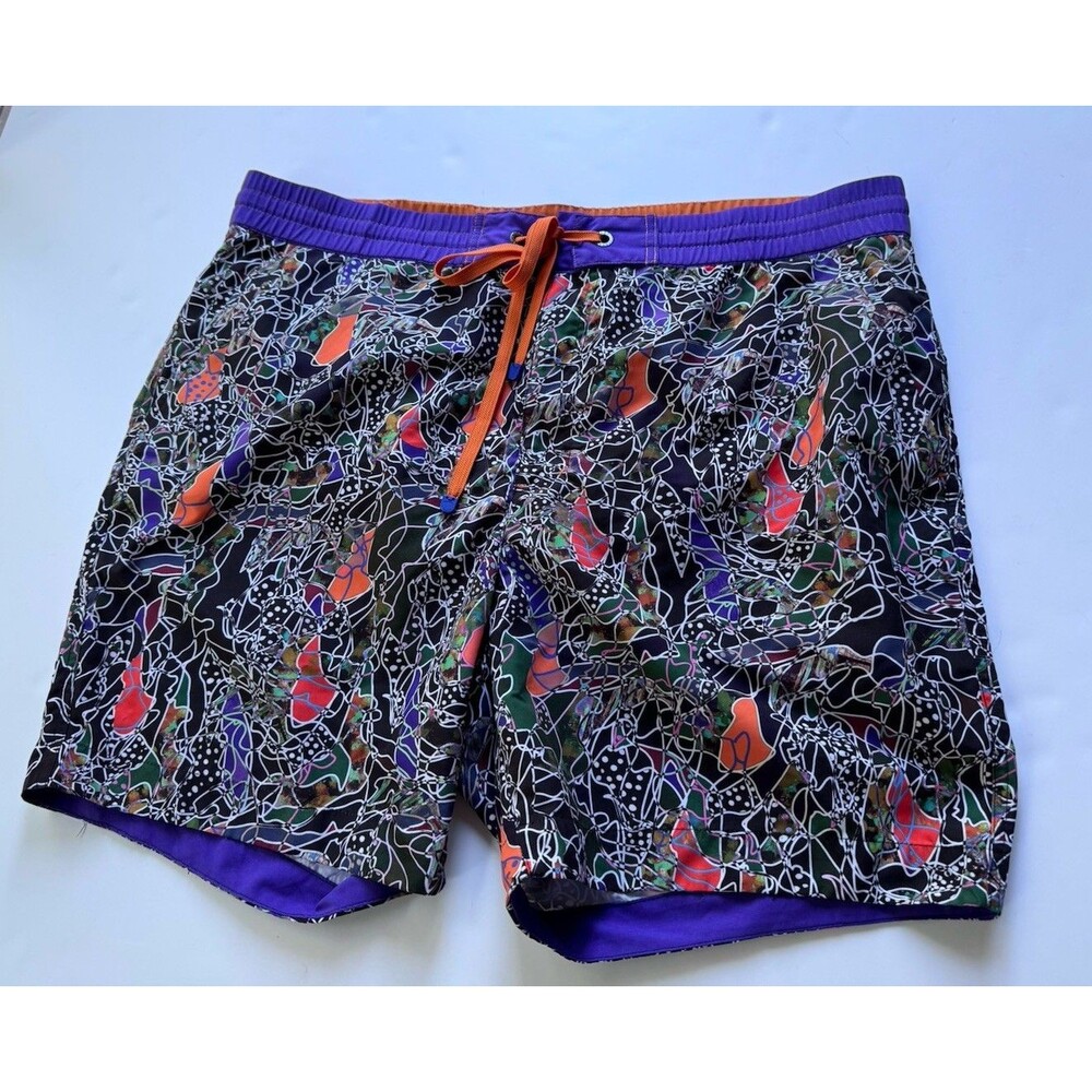 ROBERT GRAHAM Abstract MULTI COLOR WOVEN SWIMWEAR SHORTS/TRUNKS Size 40